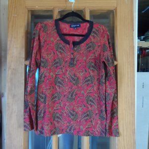NWOT Jones New York Signature Paisley Waffle Long Sleeve Shirt - Size LG